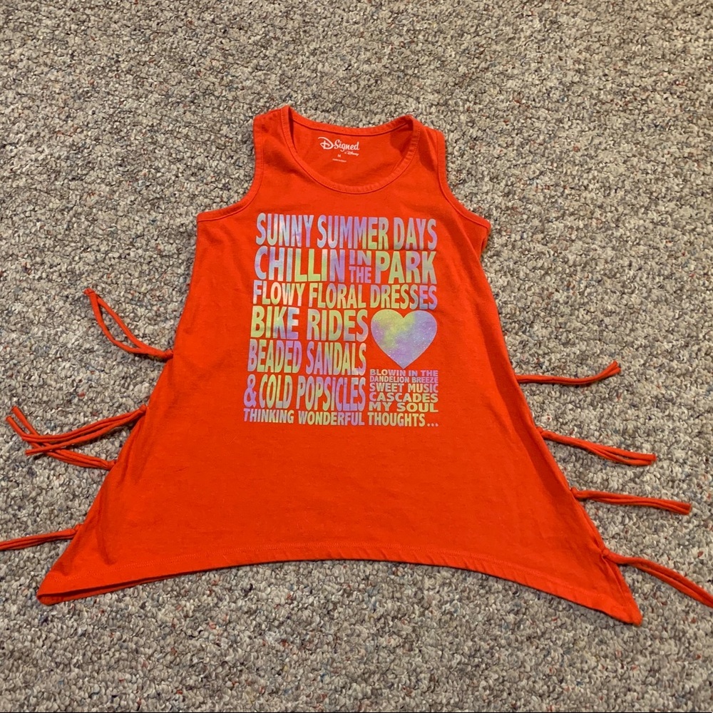 Girls orange Disney tank w/ fringe sz M